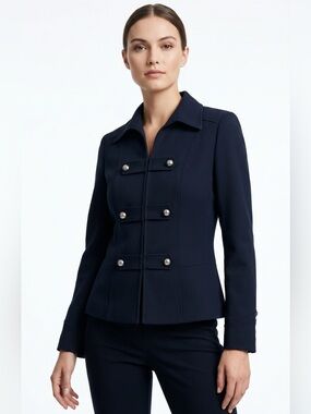 Navy Structured Military-Style Women's Jacket
